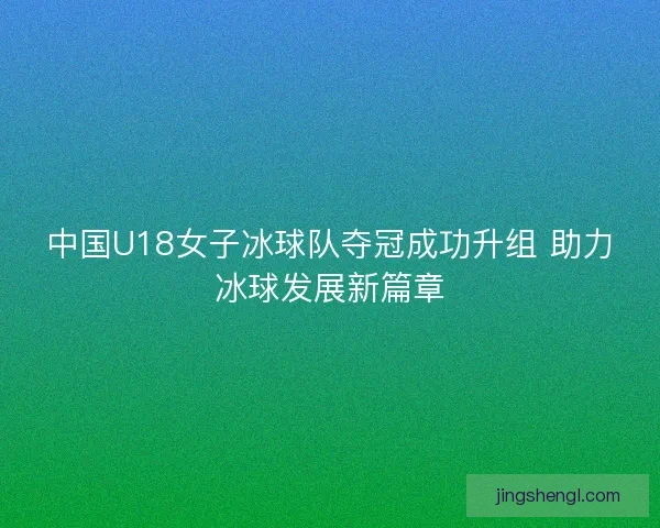 中国U18女子冰球队夺冠成功升组 助力冰球发展新篇章